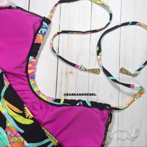 TRINA TURK 20th Anniversary Colorful Halter Tankini and Hipster Bikini Size 4 - Picture 4 of 7